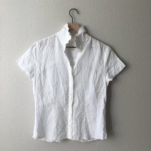 J. Jill Short Sleeve Collared Linen Blouse